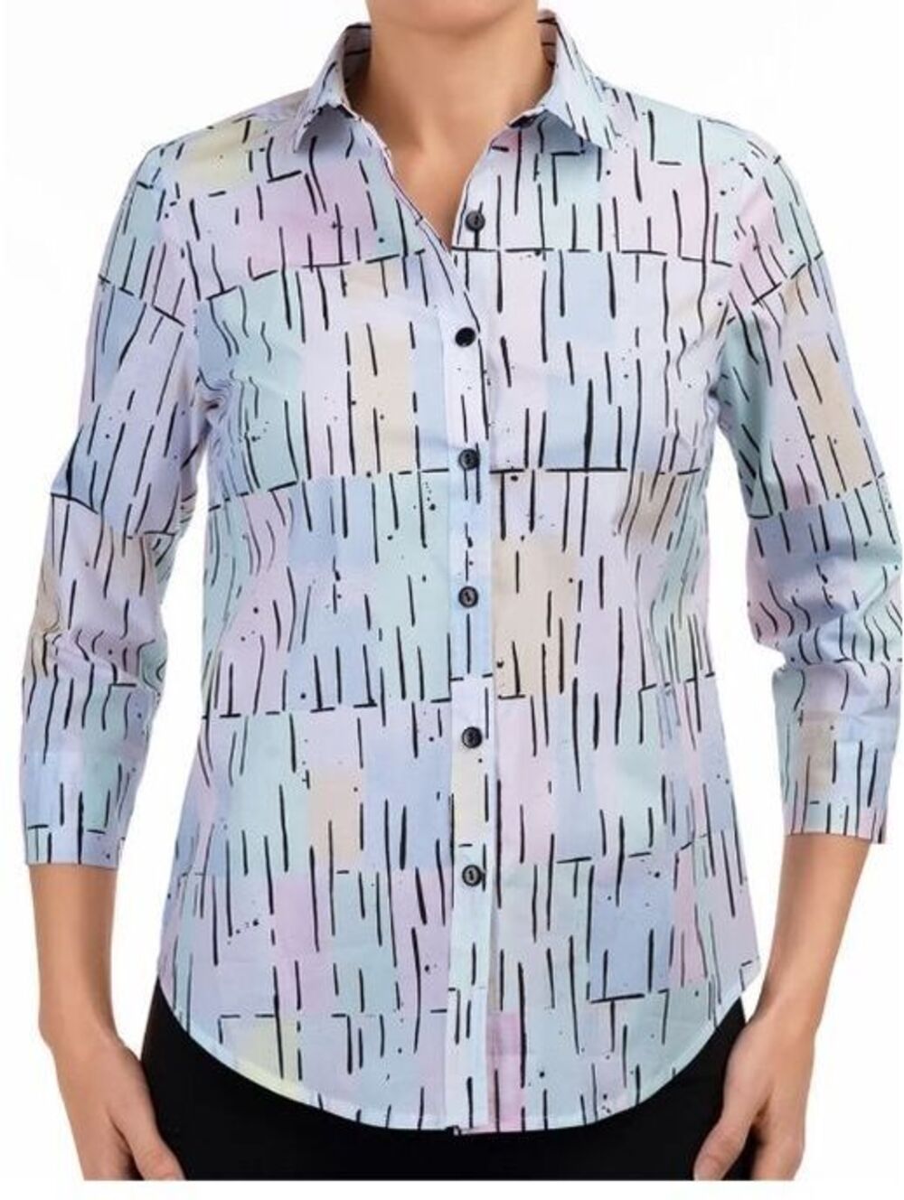 Leggiadro Kelly Shirt Pastel Maze Print Blouse Button Front